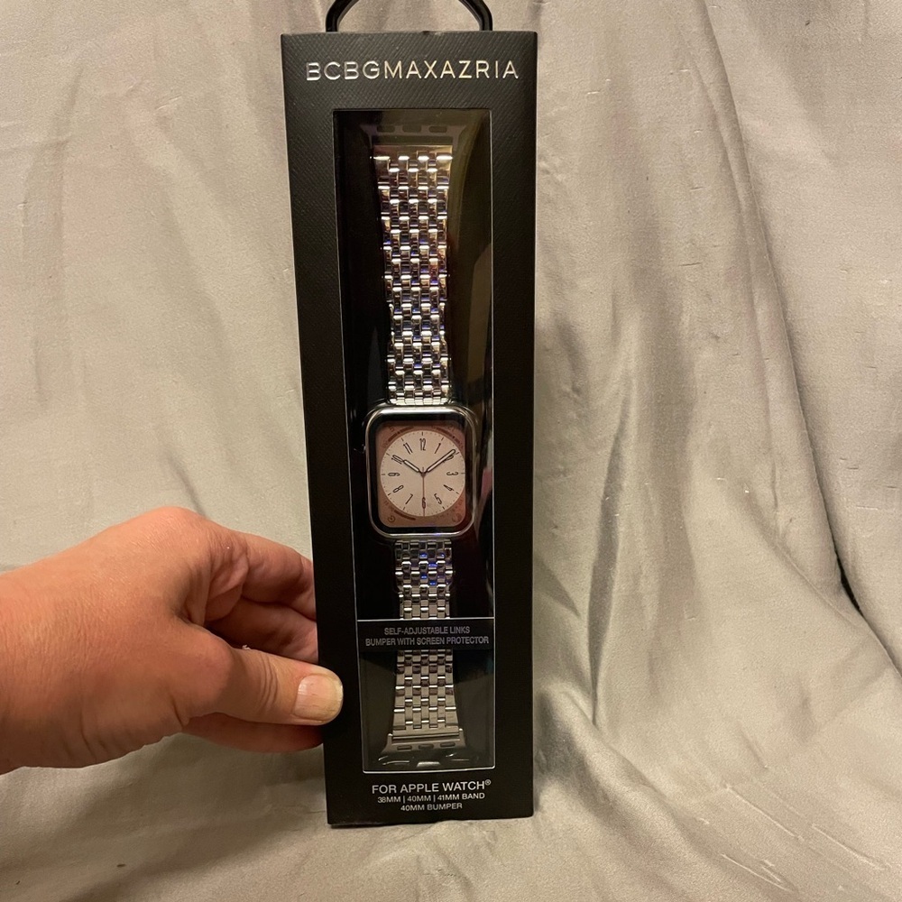 BCBGMaxAzria Silver Apple Watch Case and Band